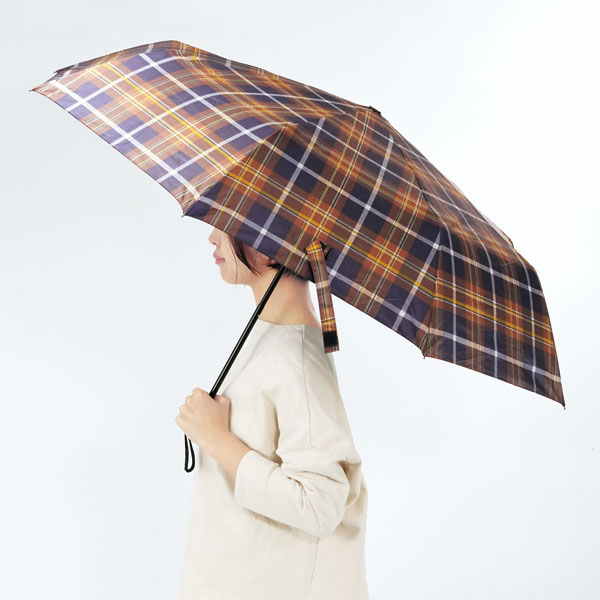 晴雨兼用 UVカット折りたたみ式 チェック傘